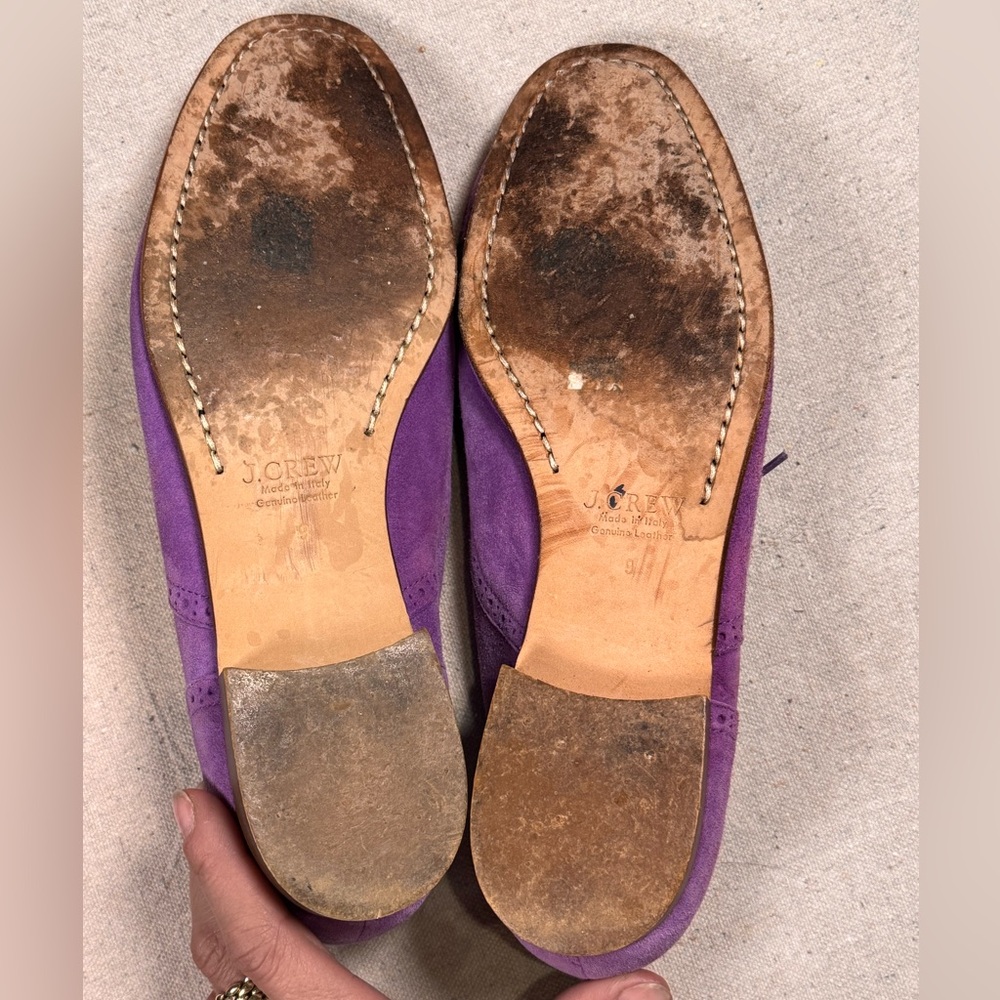 JCREW Lavender Suede Oxford Shoes - Stylish Lace-Up Flats Size 9 - Picture 6 of 7